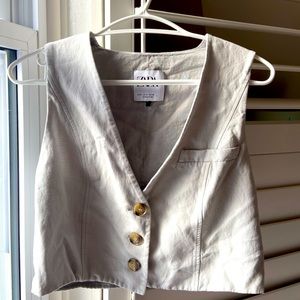 Zara cropped vest grey
